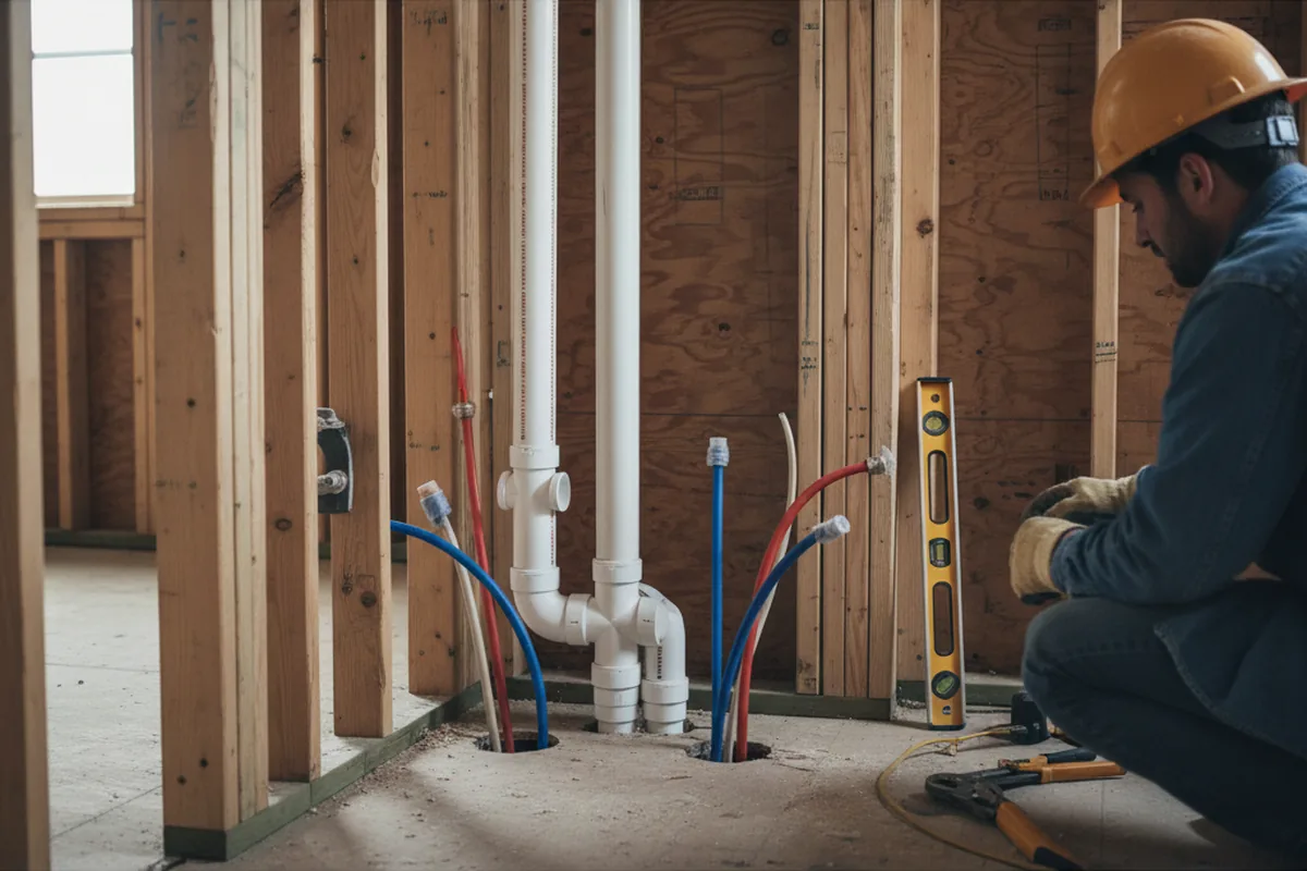 Drain and supply rough-in during Toilet Repair and Installation in Pomona